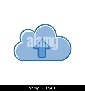 Vektordarstellung der Cloud-Computing-Systemtechnologie. Symbol für Datei in Cloud-Speicher hochladen. Stock Vektor