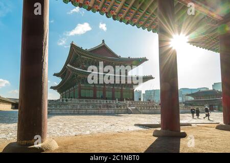 Gyeongbokgung Palast der berühmte Platz in Seoul Stadt, Südkorea Stockfoto