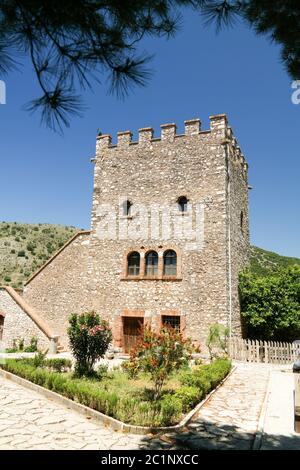 Panoramablick auf die Ruinen der venezianischen Burg alte Stadt Butrint , Sarande, Albanien Stockfoto