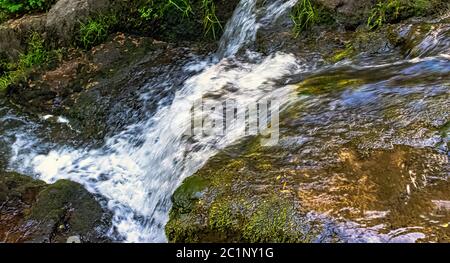 La Petite Cascade - der kleine Wasserfall von Cance und CanÃ§auf Flüssen - Le Neufbourg, Normandie, Frankreich Stockfoto