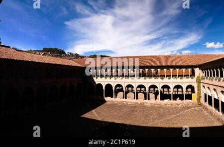 Blick auf die Coricancha, berühmten Tempel in der Inca Empire, Cuzco, Peru Stockfoto