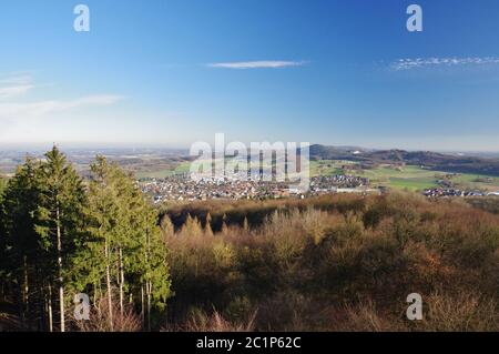 Aussichtspunkt 'Luisenturm', Blickrichtung: Borgholzhausen, Kreis GÃ¼tersloh, Nordrhein-Westfalen, Deutschland, Westeuropa Stockfoto