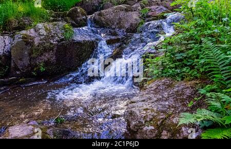 La Petite Cascade - der kleine Wasserfall von Cance und CanÃ§auf Flüssen - Le Neufbourg, Normandie, Frankreich Stockfoto