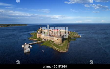 Luftaufnahme auf Festung Oreshek in Neva Stockfoto