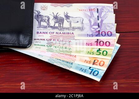 Namibia Dollar im schwarzen Mappe Stockfoto