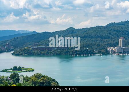 Sun Moon Lake National Scenic Area in Yuchi Township, Nantou County. Der größte Gewässer in Taiwan Stockfoto