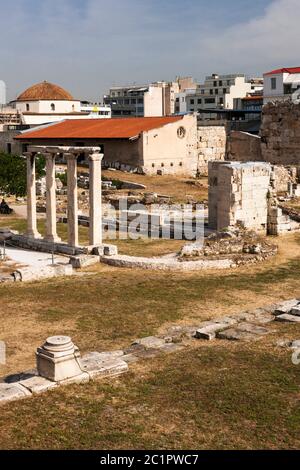 Hadrians Bibliothek, Bibliothek von Hadrian, Athen, Griechenland, Europa Stockfoto