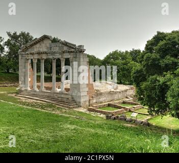 Denkmal von Agonothetes in den Ruinen einer alten griechischen Stadt Apollonia, Fier County, Albanien Stockfoto