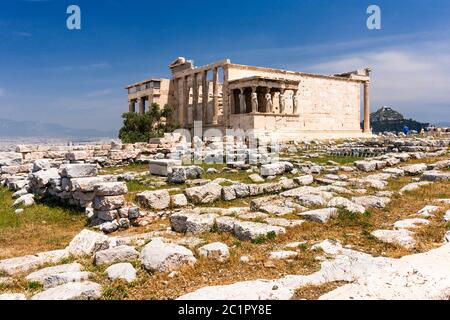 Erechtheion, Erechteum, griechischer Tempel, die Nordseite der Akropolis von Athen, Athen, Griechenland, Europa Stockfoto