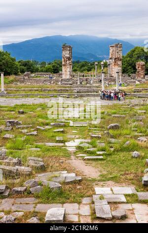 Basilika, archäologische Stätte von Philippi, König Philipp II. Filippoi, Vorort von Kavala, Ostmakedonien und Thrakien, Griechenland, Europa Stockfoto