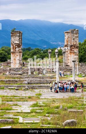 Basilika, archäologische Stätte von Philippi, König Philipp II. Filippoi, Vorort von Kavala, Ostmakedonien und Thrakien, Griechenland, Europa Stockfoto