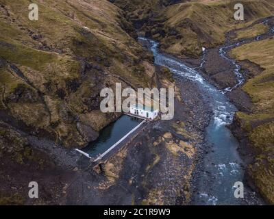 Seljavallalaug Schwimmbad Island Stockfoto