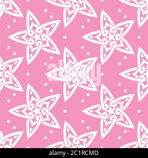 Verzierte Sterne auf rosa Hintergrund. Nahtloses Muster. Stock Vektor