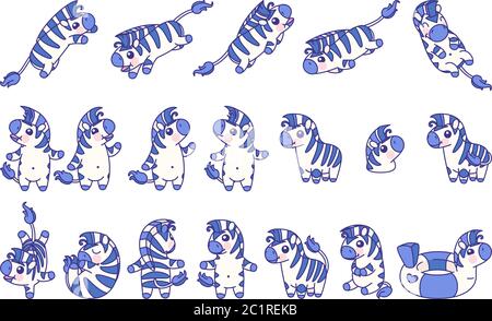 Vector Flat Striped Baby Zebra. Niedliches Tier Stock Vektor