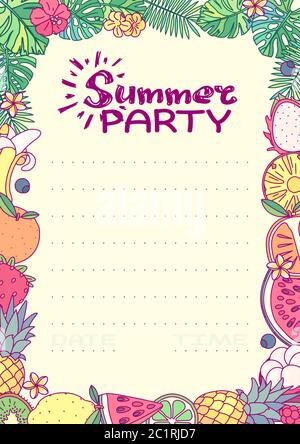 vektor Sommer Party Einladung Vorlage Clip Art Stock Vektor