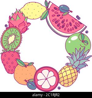 vektor Obst Kreis Grenze Rahmen Clip Art Stock Vektor