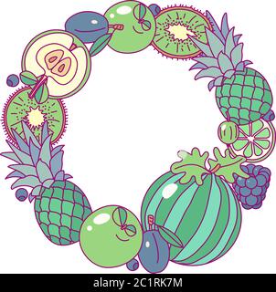 vektor Obst Kreis Grenze Rahmen Clip Art Stock Vektor