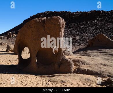 Abstract Felsformation am Tegharghart aka Elephant im Tassili nAjjer Nationalpark, Algerien Stockfoto