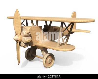 Holz Spielzeug Flugzeug 3D Stockfoto