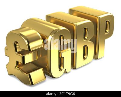 Pfund Sterling GBP golden Währung Zeichen 3D Stockfoto