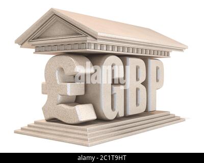 Pfund Sterling GBP Währung Zeichen Tempel 3D Stockfoto