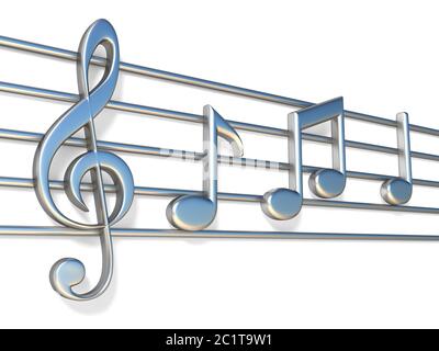 Musik Noten auf Notenlinien 3D Stockfoto