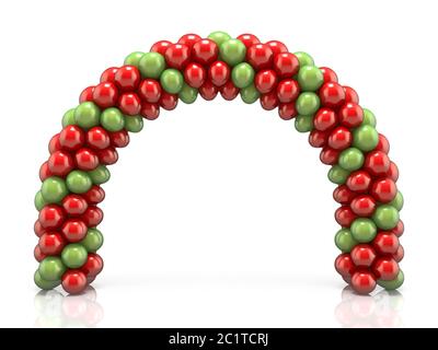 Bogen aus roten und grünen Ballons 3D Stockfoto
