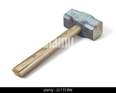 Metall Sledge Hammer 3D Rendering Illustration auf weißem Hintergrund Stockfoto