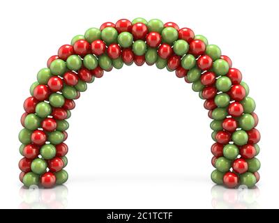 Bogen aus roten und grünen Ballons 3D Stockfoto