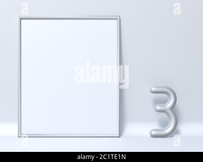 Modell Bild Frame Nummer 3 DREI 3D Stockfoto