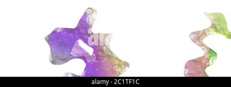 Abstrakt modern glänzend Hintergrund Element mit Oberflächenstruktur und pastelllila, teegrün und hellen pastelllila Farben auf weißem Hintergrund. Stockfoto