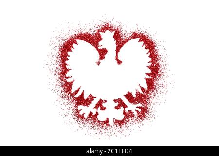 Polnischen Wappen Form auf Rot glitter Stockfoto