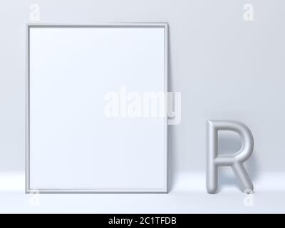 Bildrahmen mit Modellbild Letter R 3D Stockfoto