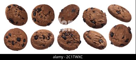 Schokolade Haferflocken Chip Cookies auf weißem Hintergrund isoliert Stockfoto