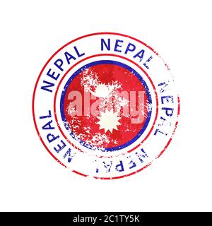 Nepal Schild, Vintage Grunge Aufdruck mit Flagge auf weiß Stock Vektor