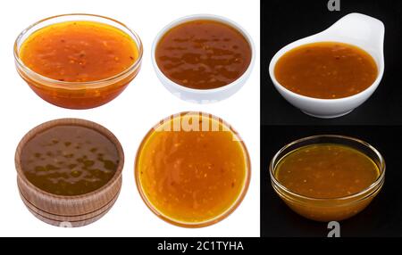 Orange süß und sauer Sauce isoliert auf weißem Hintergrund. Sammlung Stockfoto