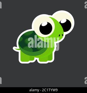 Niedliche Schildkröte Sticker-Vorlage in flachen Vektor-Stil Stock Vektor