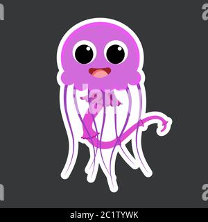 Niedliche Quallen Sticker-Vorlage in flachen Vektor-Stil Stock Vektor