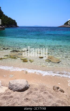 Pupnatska Luka Strand in Kroatien. Korcula Insel Adria Küste Landschaft. Stockfoto