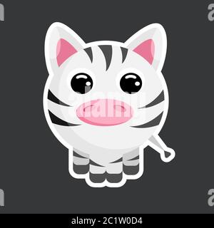 Niedliche Zebra Sticker-Vorlage in flachem Vektor-Stil Stock Vektor