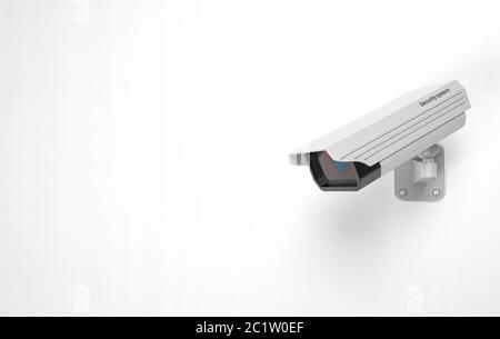 Weiße CCTV-Kamera an der Wand. 3d-Rendering-Illustration Stockfoto