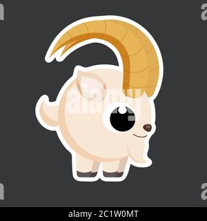 Niedliche Ziege Sticker-Vorlage in flachen Vektor-Stil Stock Vektor