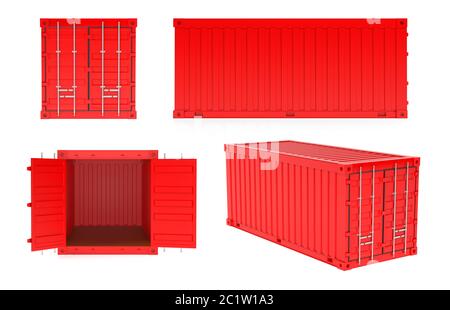 Rote Frachtcontainer Stockfoto