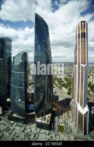 Stadt Moskau. Blick auf die Wolkenkratzer Moskau International Business Center. Stockfoto