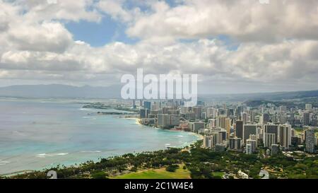 waikiki von der Spitze des Diamantkopfes aus gesehen Stockfoto