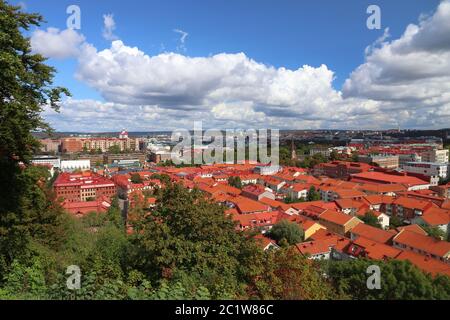 Stadt Göteborg in Schweden. Luftaufnahme von Haga Viertel. Stockfoto