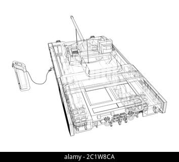 Skizze Zur Ladestation Für Elektrotanks. Vektor Stock Vektor