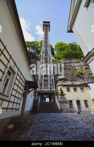 Bad Schandau Aufzug aus dem 19. Jahrhundert in Deutschland Stockfoto