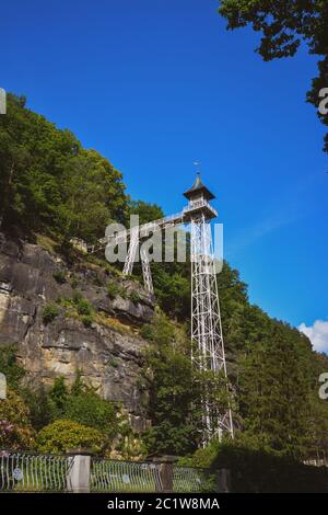 Bad Schandau Aufzug aus dem 19. Jahrhundert in Deutschland Stockfoto