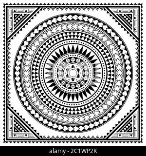 Polynesisches Mandala Vektor Grußkarte Muster, Hawaiian Retro-Design inspiriert von Kunst traditionelle geometrische Kunst Stock Vektor